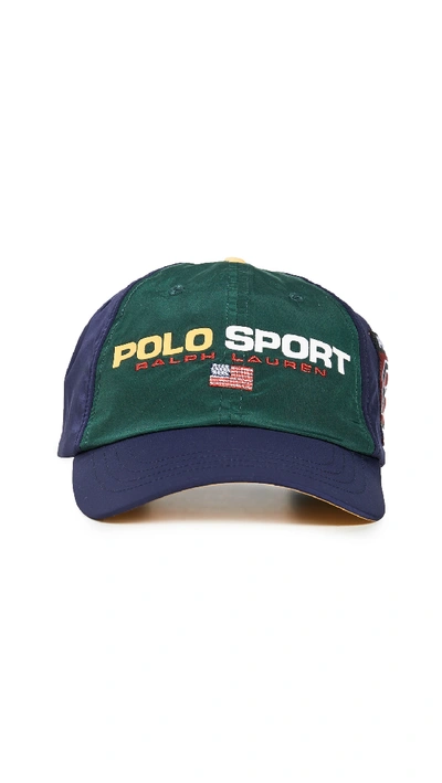 Shop Polo Ralph Lauren Polo Sport Cap In College Green/navy