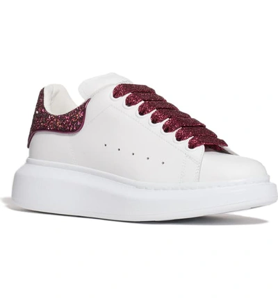 Shop Alexander Mcqueen Sneaker In White/ Rose Glitter