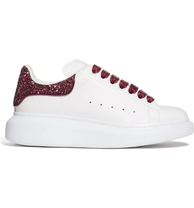 Shop Alexander Mcqueen Sneaker In White/ Rose Glitter