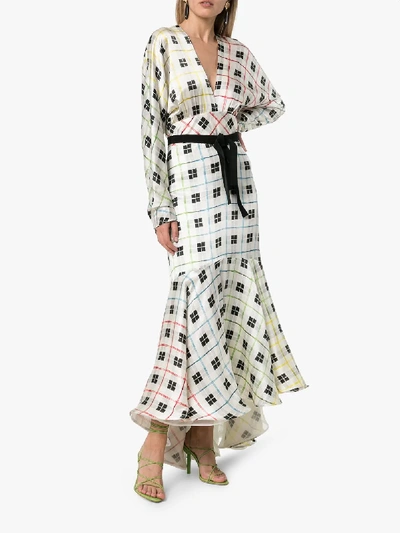 Shop Silvia Tcherassi Angelina Check Fishtail Dress In Multicolour