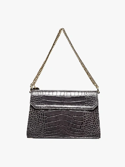 Shop Givenchy Grey Gv3 Croc-embossed Shoulder Bag