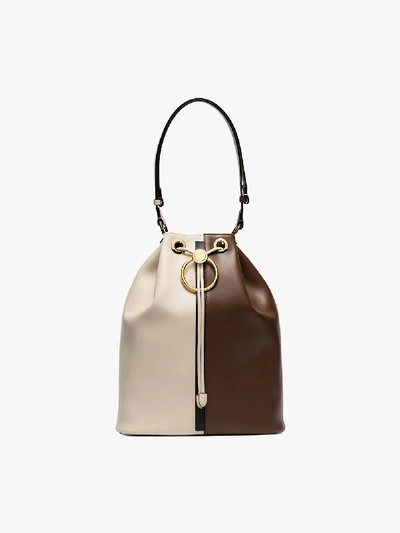 Shop Marni Beige, Brown And Black Earring Leather Bucket Bag