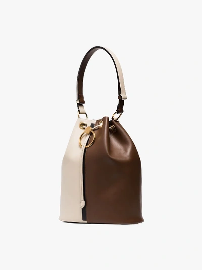 Shop Marni Beige, Brown And Black Earring Leather Bucket Bag