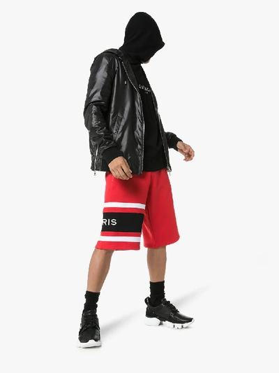 Shop Givenchy Logo Basketball Shorts In 113 - Red