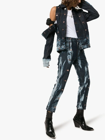 Shop Delada Tie-dye Ombre Denim Jacket In Blue