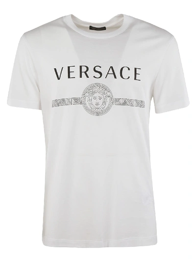 Shop Versace Logo Print T-shirt In White