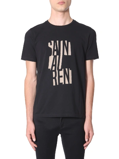 Shop Saint Laurent T-shirt With Poster Print In Nero