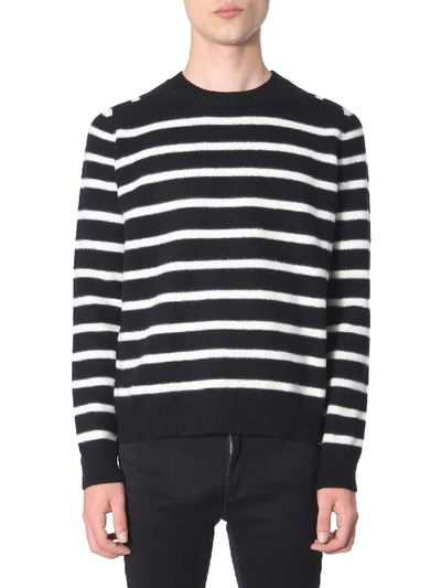 Shop Saint Laurent Striped Sweater In Nero