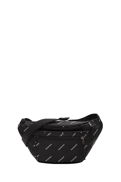 Shop Balenciaga Logos Explorer Belt Bag In Nero
