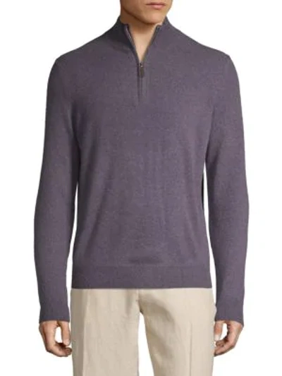 Shop Saks Fifth Avenue Half-zip Cashmere Sweater In Black Raspberry