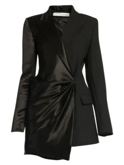 Shop Off-white Formal Half-&-half Satin Wrapped Jacket In Black
