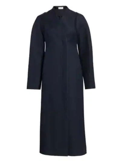 Shop The Row Tanilo Wool Silk Coat In Navy