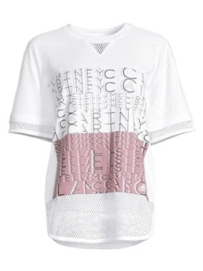 Shop Adidas By Stella Mccartney Mesh Logo Tee In White