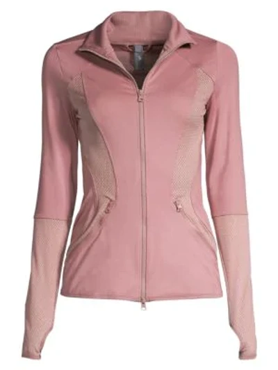 Shop Adidas By Stella Mccartney Essential Mesh Workout Jacket In Blush Mauve