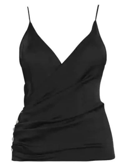 Shop Balmain Women's Silk Charmeuse Wrap Camisole In Black