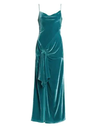 Shop Cinq À Sept Renee Velvet Gown In Pacific Blue