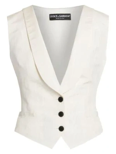 Shop Dolce & Gabbana Stretch-silk Button Vest In White