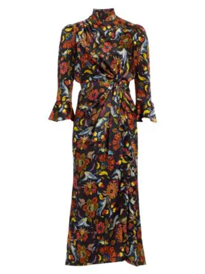 Shop Cinq À Sept Juliana Paisley-print Midi Dress In Black Multi