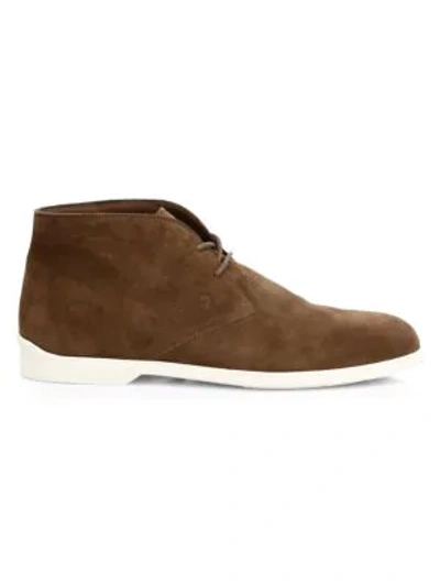 Shop Tod's Men's Polacco Suede Chukka Boots In Brown