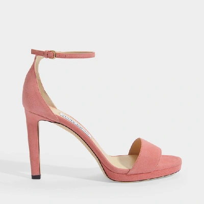 Shop Jimmy Choo Misty 100 Sandals In Pink Suede