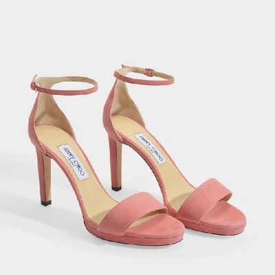 Shop Jimmy Choo Misty 100 Sandals In Pink Suede
