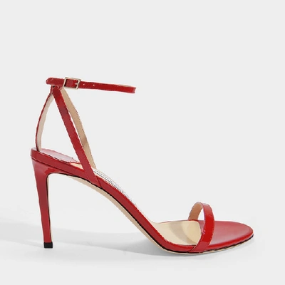 Shop Jimmy Choo Minny 85 Sandals In Red Patent Leather