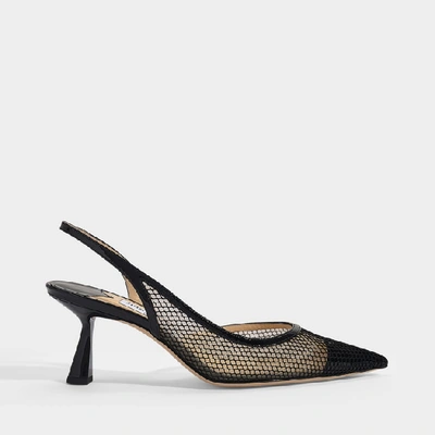 Shop Jimmy Choo Fetto 65 Slingbacks In Black Patent Leather And Mesh