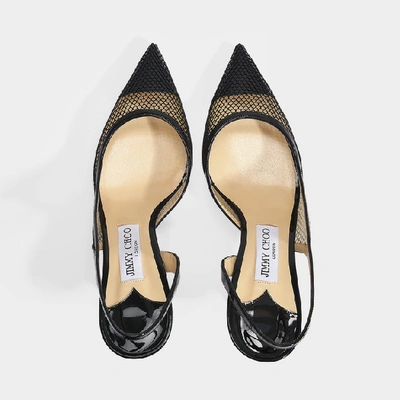 Shop Jimmy Choo Fetto 65 Slingbacks In Black Patent Leather And Mesh