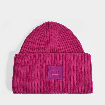 Shop Acne Studios Pansy N Face Beanie In Magenta Pink Wool