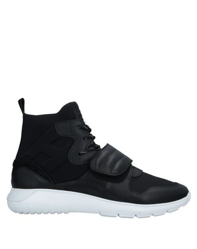 Shop Hogan Man Sneakers Black Size 9 Soft Leather, Textile Fibers