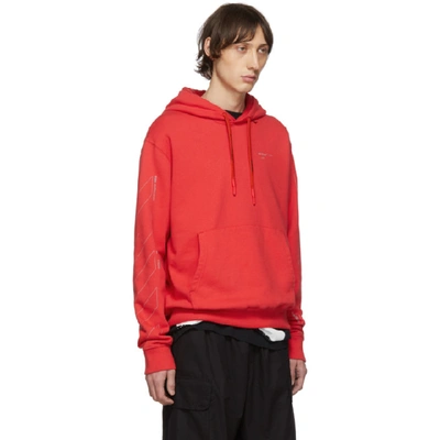 Shop Off-white Ssense Exclusive Red Unfinished Diag Hoodie