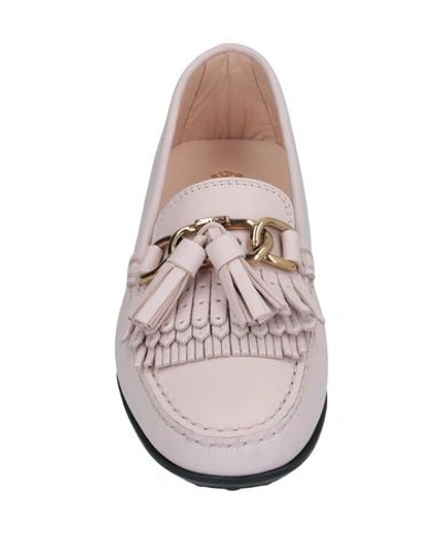 Shop Tod's Woman Loafers Light Pink Size 5 Soft Leather