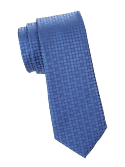 Shop Canali Dotted Silk Tie In Navy