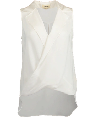 Shop L Agence Sleeveless Draped Blouse In Ivory