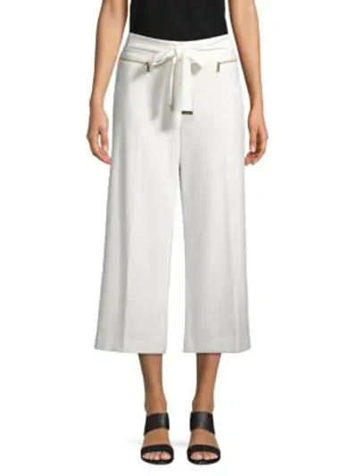 Shop Calvin Klein Collection Wide-leg Cropped Pants In Soft White