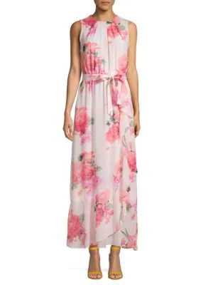 calvin klein long floral dress