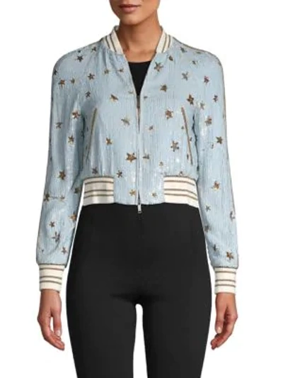 Shop Valentino Sequin Jacket In Blue