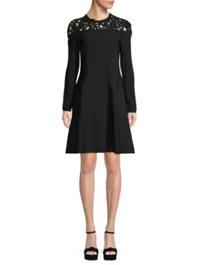 Shop Valentino Butterfly Mini A-line Dress In Black