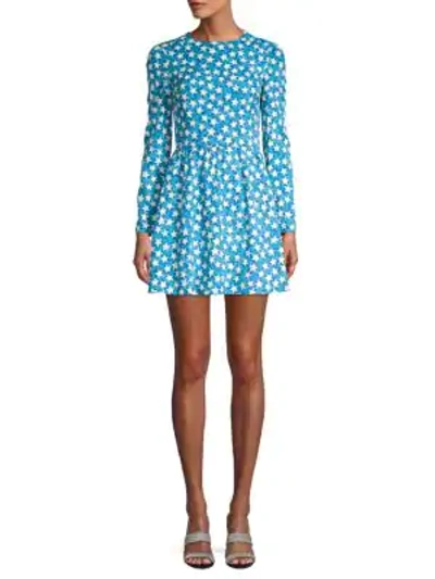 Shop Valentino Star-print Mini Dress In Light Blue