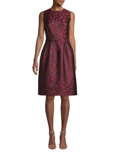 Shop Oscar De La Renta Sleeveless Belted Dress In Mulberry