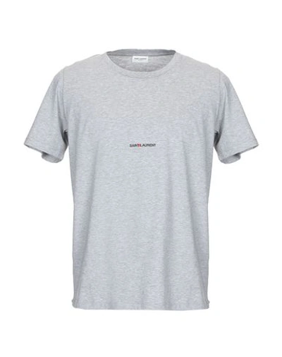 Shop Saint Laurent Man T-shirt Grey Size L Cotton