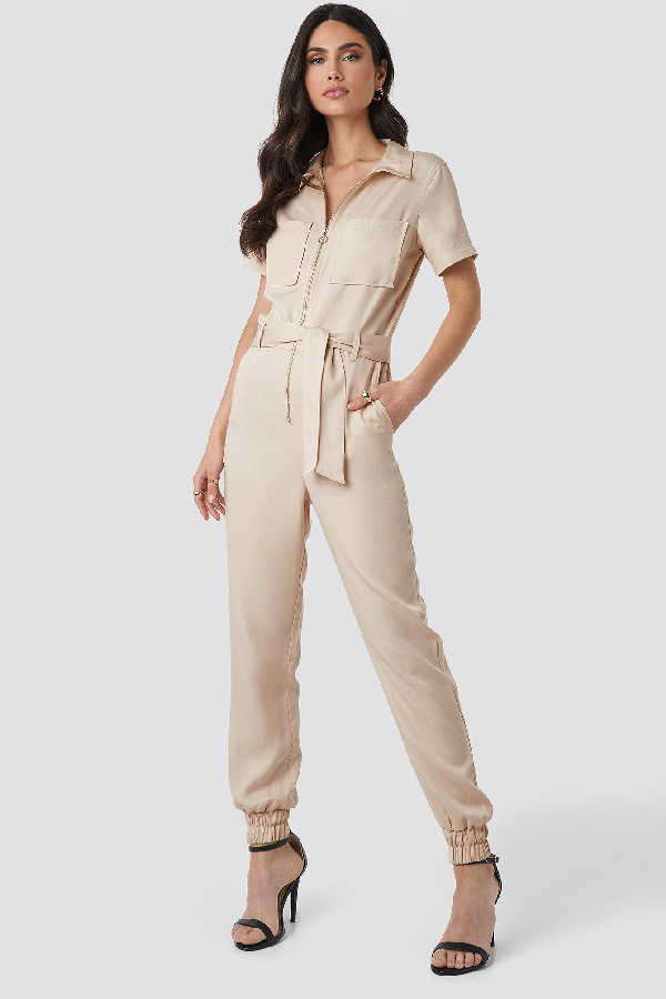 beige jumpsuit