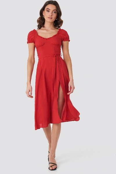 Shop Chloé Off Shoulder Midi Dress - Red