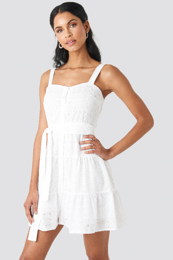 Trendyol Milla Button Detailed Mini Dress - White In Ecru | ModeSens
