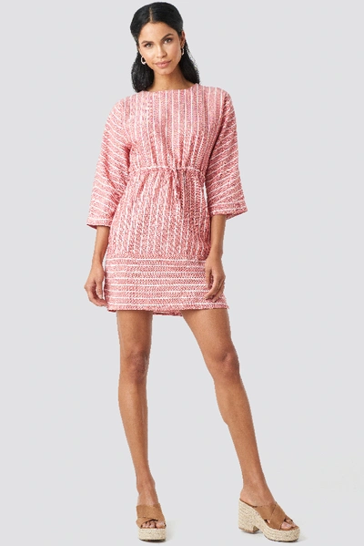 Shop Trendyol Striped Binding Mini Dress - Pink In Red
