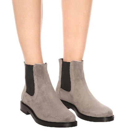 Shop Tod's Suede Ankle Boots In Grey