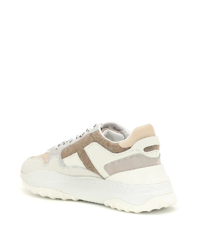 Shop Tod's Suede Sneakers In Beige