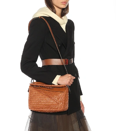 Shop Loewe Puzzle Small Leather Shoulder Bag In Brown