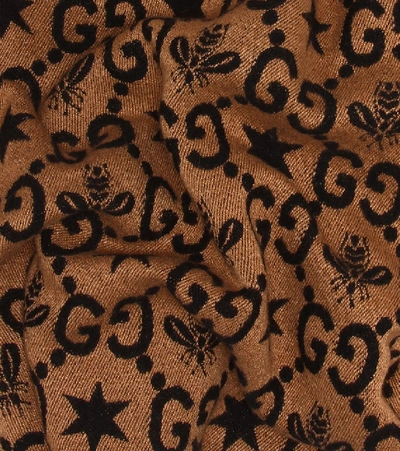 Shop Gucci Gg Wool, Cashmere And Silk Blanket In Brown