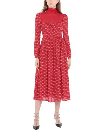 Shop Valentino Garavani Woman Midi Dress Red Size 10 Silk